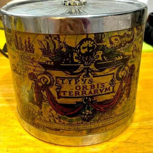 VINTAGE ICE BUCKET WORLD MAP ATLAS BAR MADE IN JAPAN Bar accessory